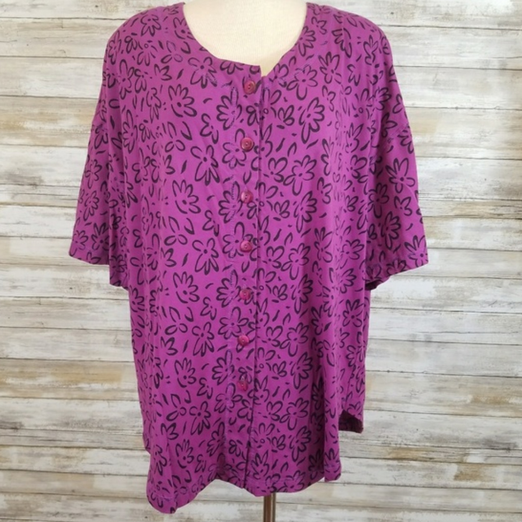 Vintage Violet Floral Print Top - Stefano